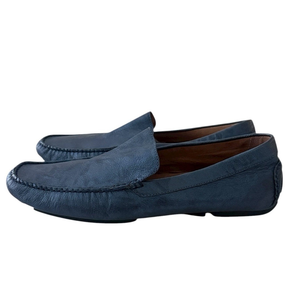 Donald J. Pliner Vieto Leather Blue Metallic Slip-in Loafers Sz 10